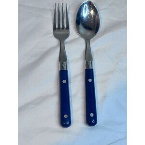 Carnival Stainless Steel Spoon Fork Set Navy Blue Flatware Replacements Korea 0